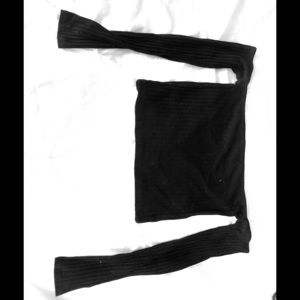 Ribbed Off-the-Shoulder Black Crop Top